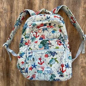 Vera Bradley Backpack Anchors Away Laptop Large Cotton Sealife